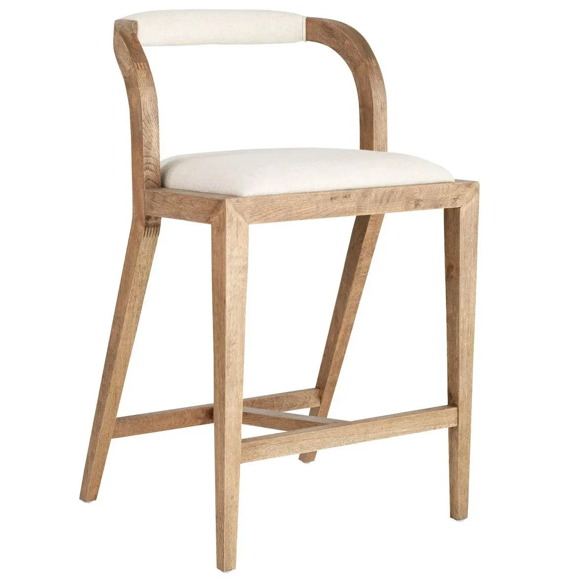 Curved Back Natural Wood Counter Stool