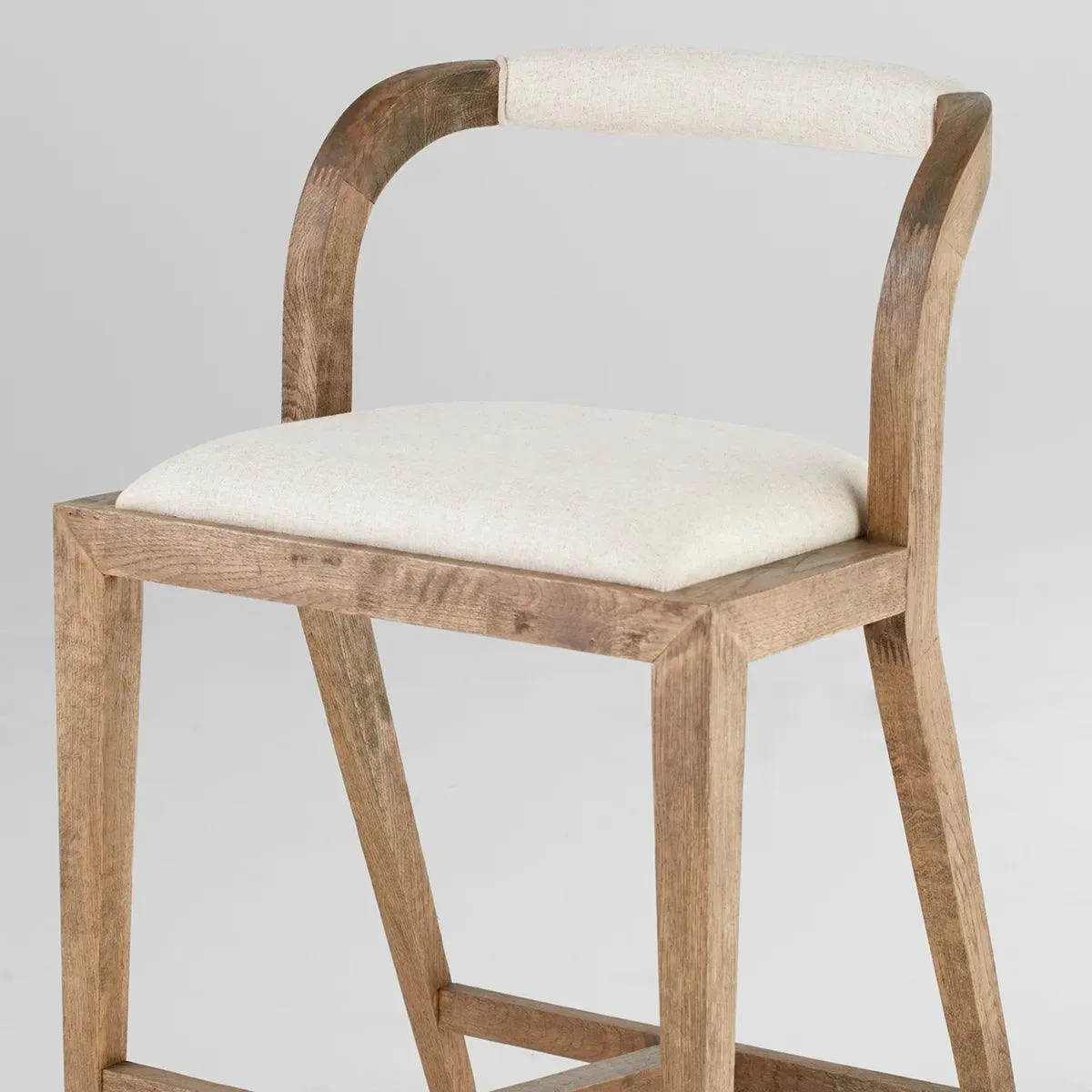 Curved Back Natural Wood Counter Stool