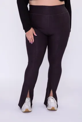 CURVY Foil Printed Front Slit High-Waist Leggings