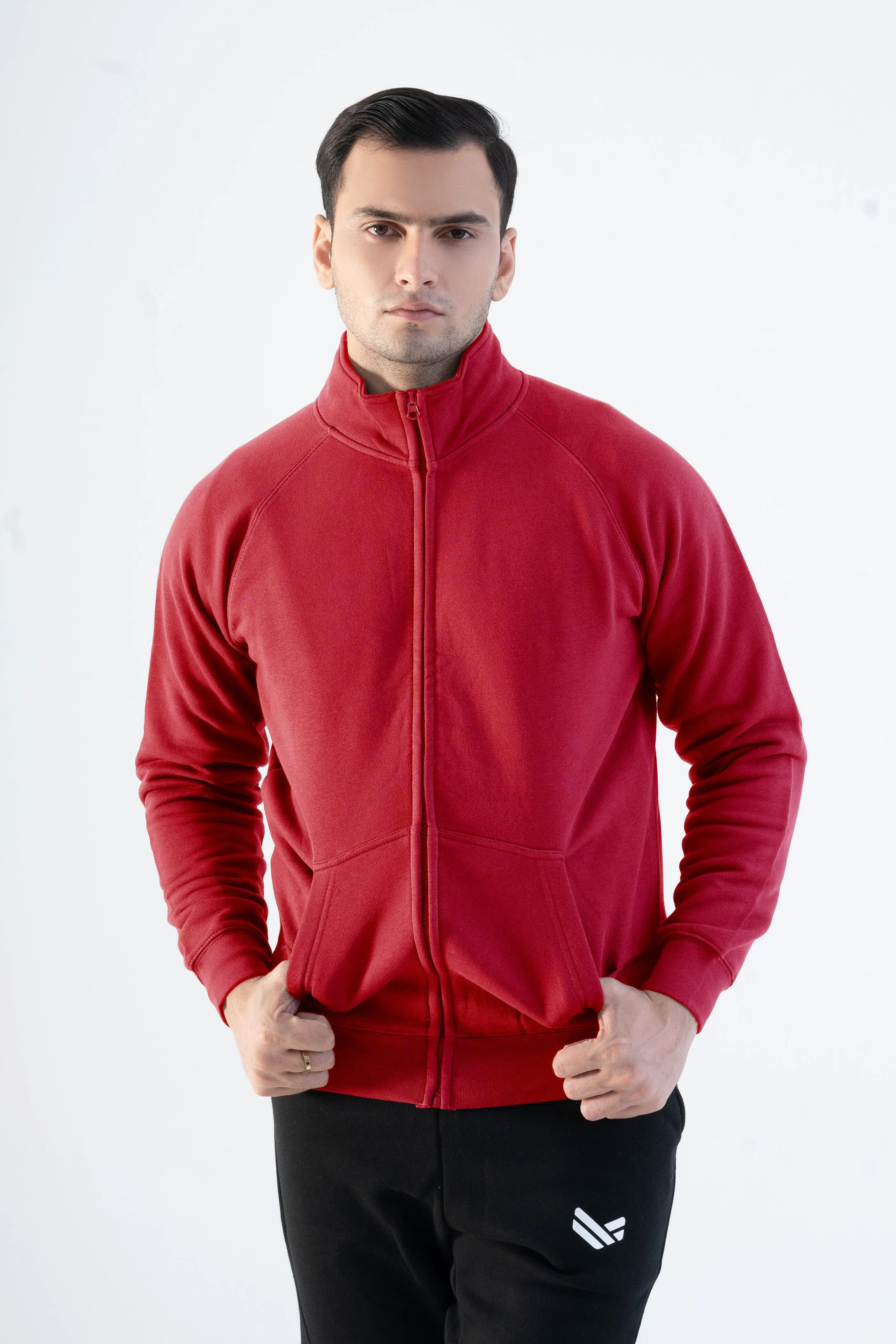 Cut Label Men's High Collar Fleece Zipper Jacket