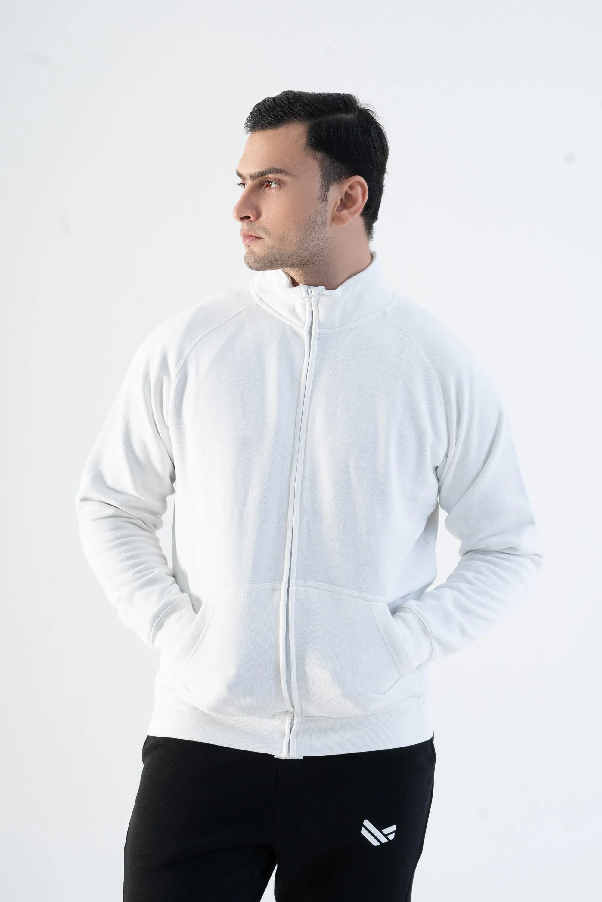 Cut Label Men's High Collar Fleece Zipper Jacket