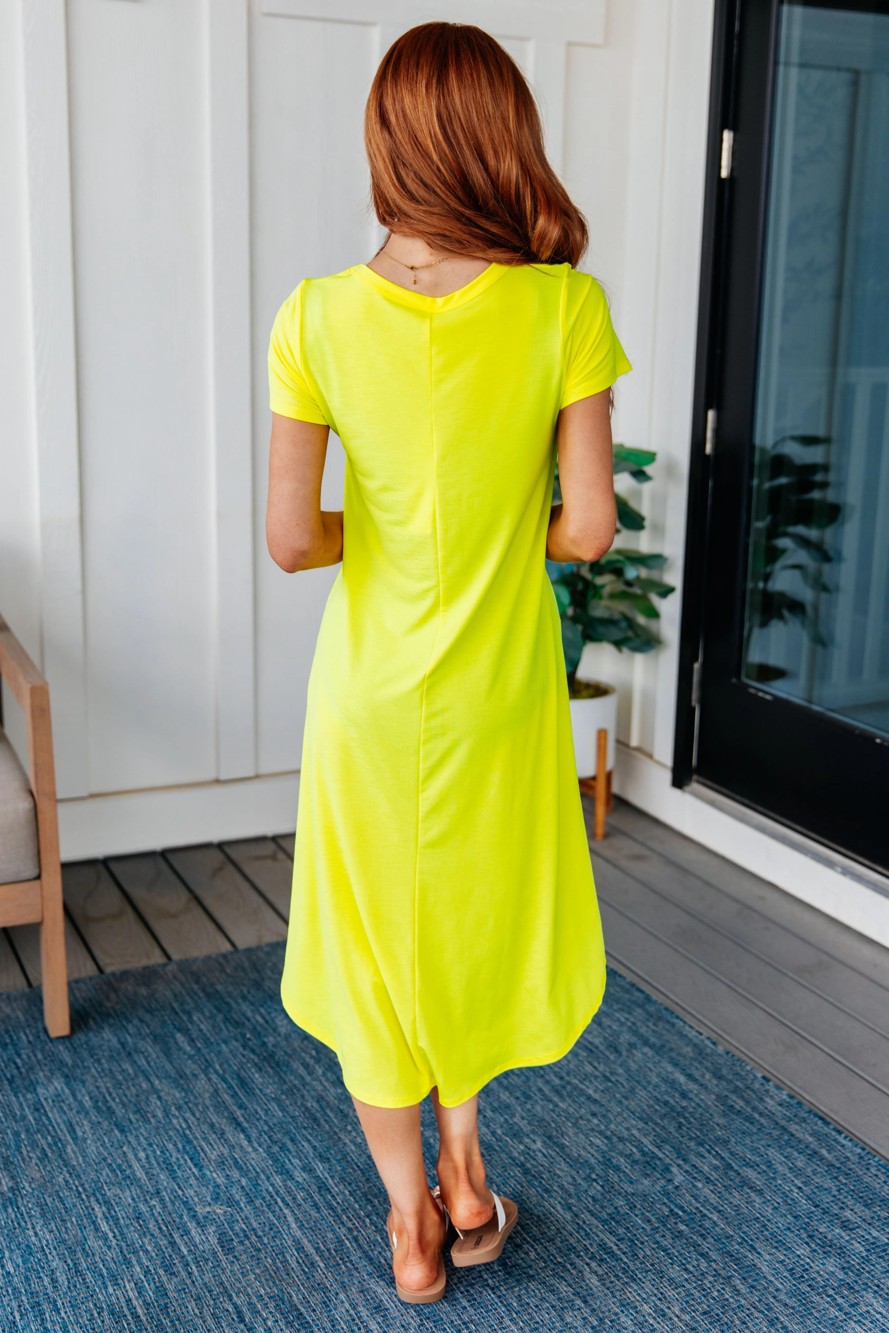 Dolman Sleeve Maxi Dress in Neon Yellow - Dear Scarlett