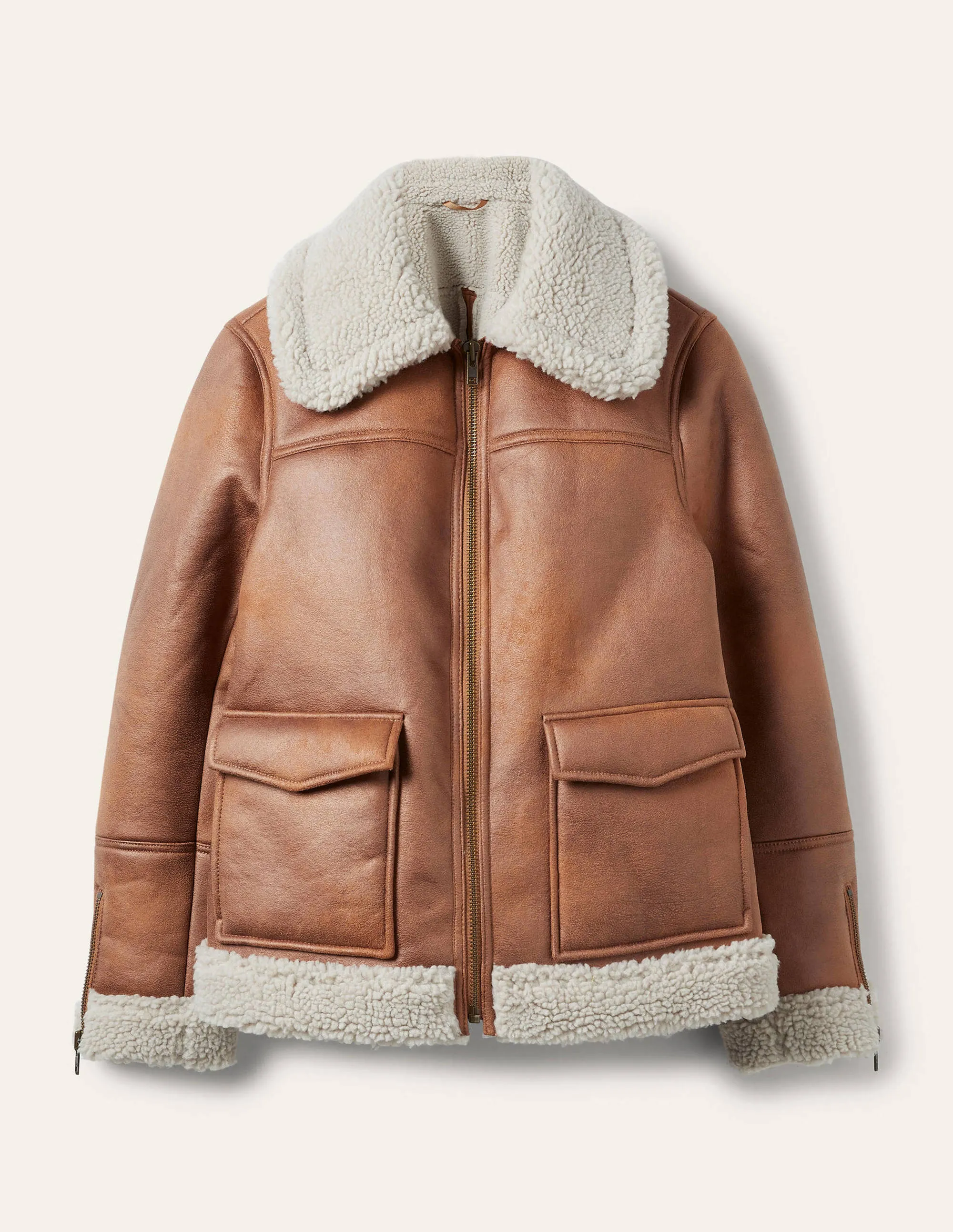 Dunmore Faux Shearling Jacket-Fudge