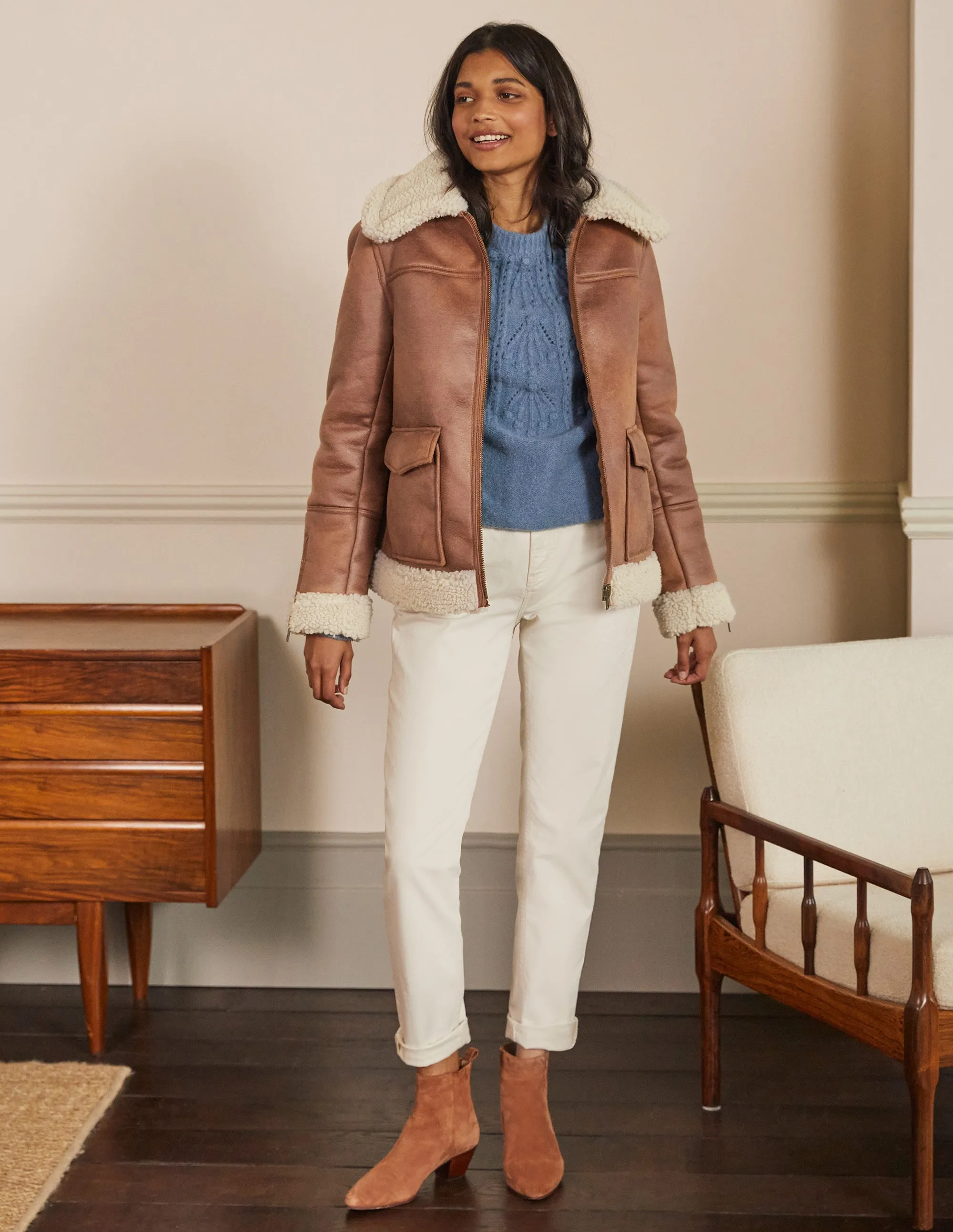 Dunmore Faux Shearling Jacket-Fudge