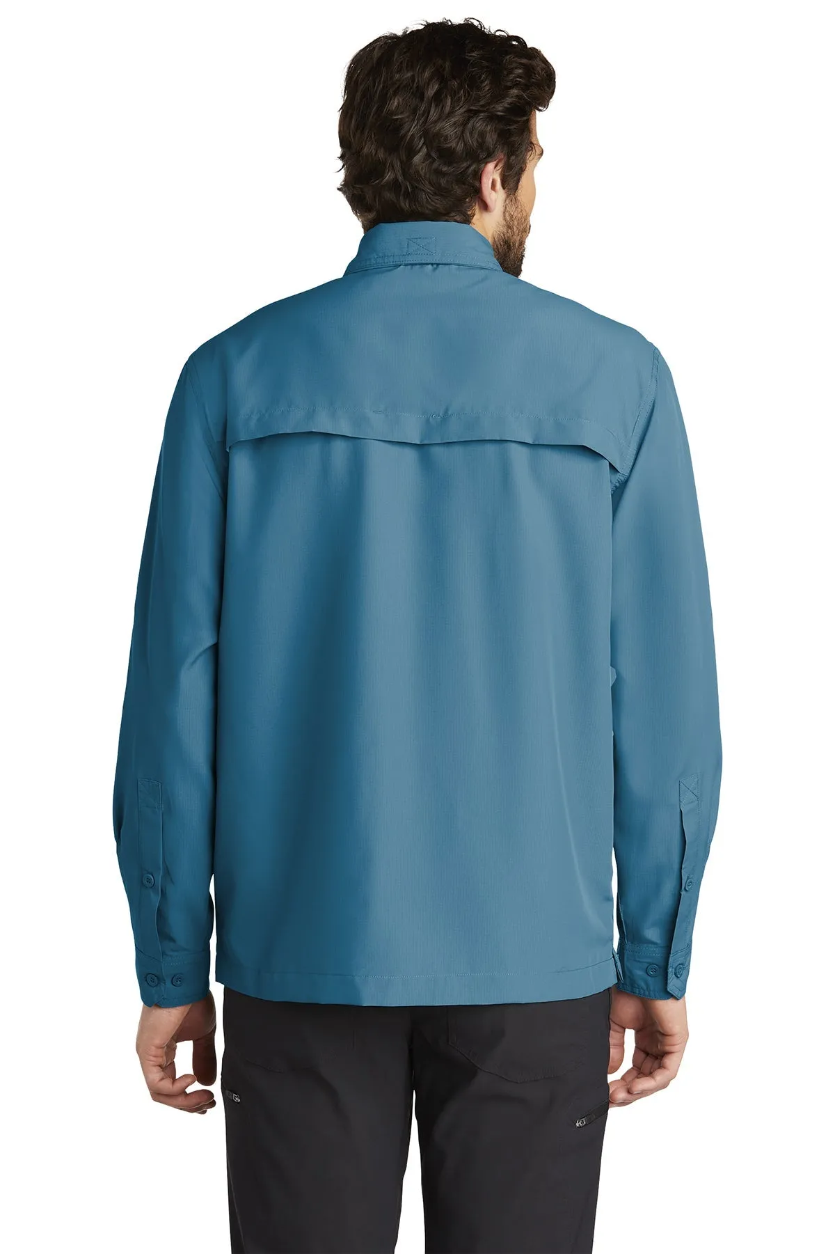 Eddie Bauer Long Sleeve Performance Branded Fishing Shirts, Gulf Teal