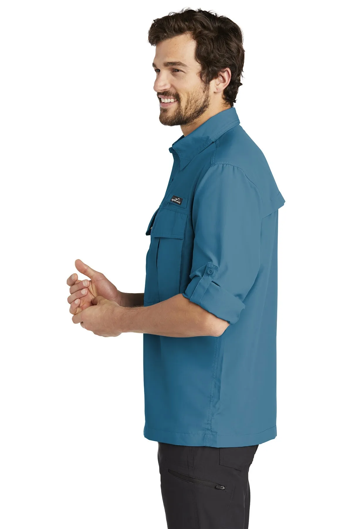 Eddie Bauer Long Sleeve Performance Branded Fishing Shirts, Gulf Teal