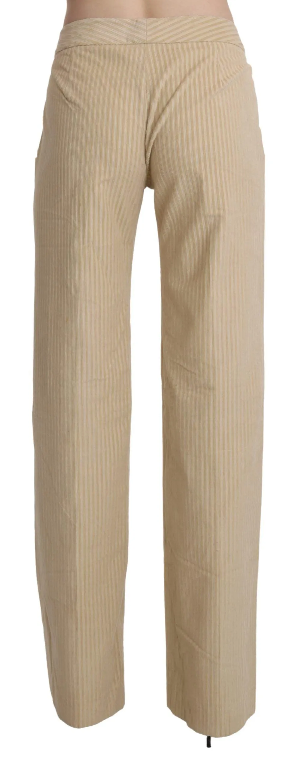 Ermanno Scervino Beige High Waist Flared Wide Leg Trouser Pants