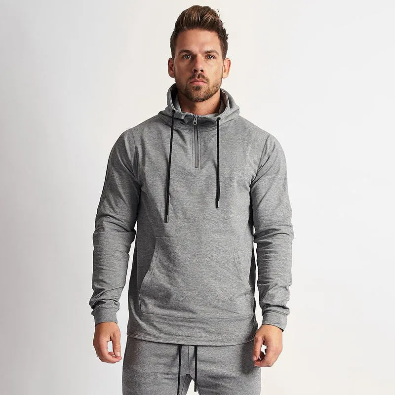 Europe and America Muscle Leisure Sports Fitness Clothing Men's Brother Suit Autumn and Winter Hooded Sweatpants Two Piece Cotton