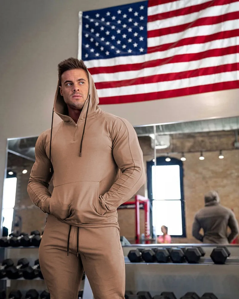 Europe and America Muscle Leisure Sports Fitness Clothing Men's Brother Suit Autumn and Winter Hooded Sweatpants Two Piece Cotton