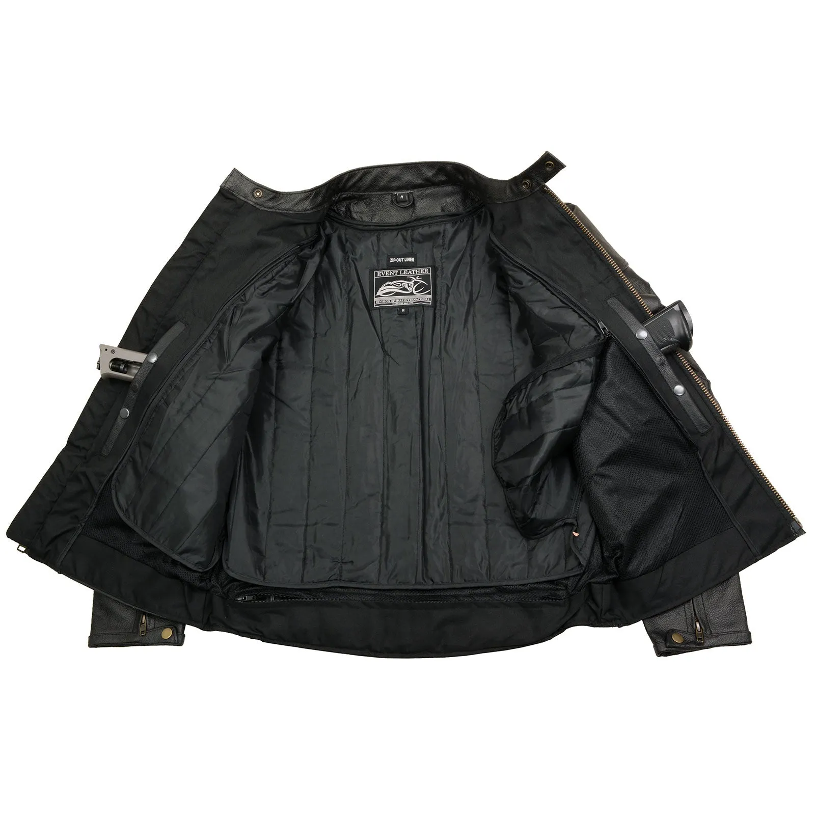 Event Leather EL5410 Men's Black Side Lace Scooter Jacket with Vents - Motorcycle Riding Jackets