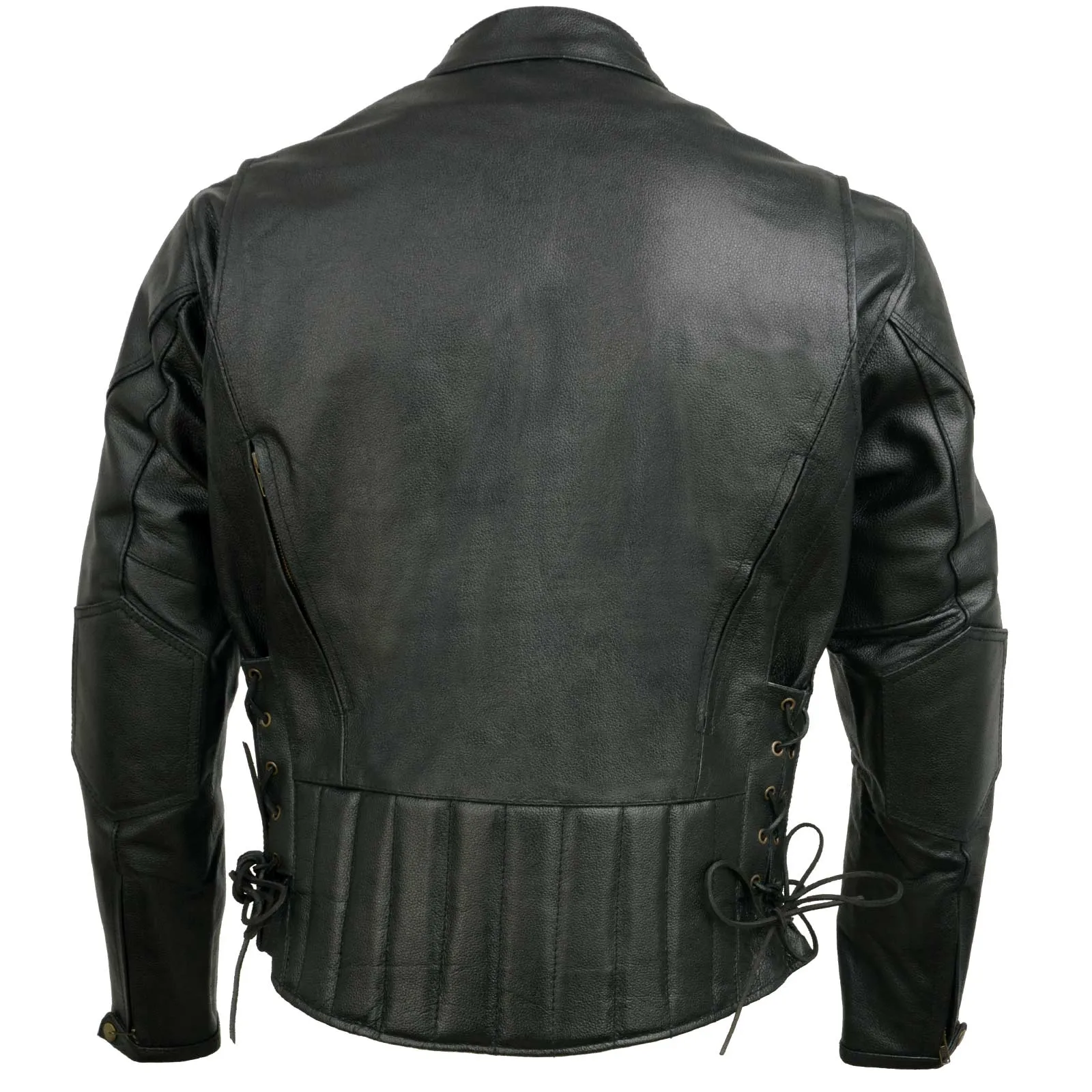 Event Leather EL5410 Men's Black Side Lace Scooter Jacket with Vents - Motorcycle Riding Jackets