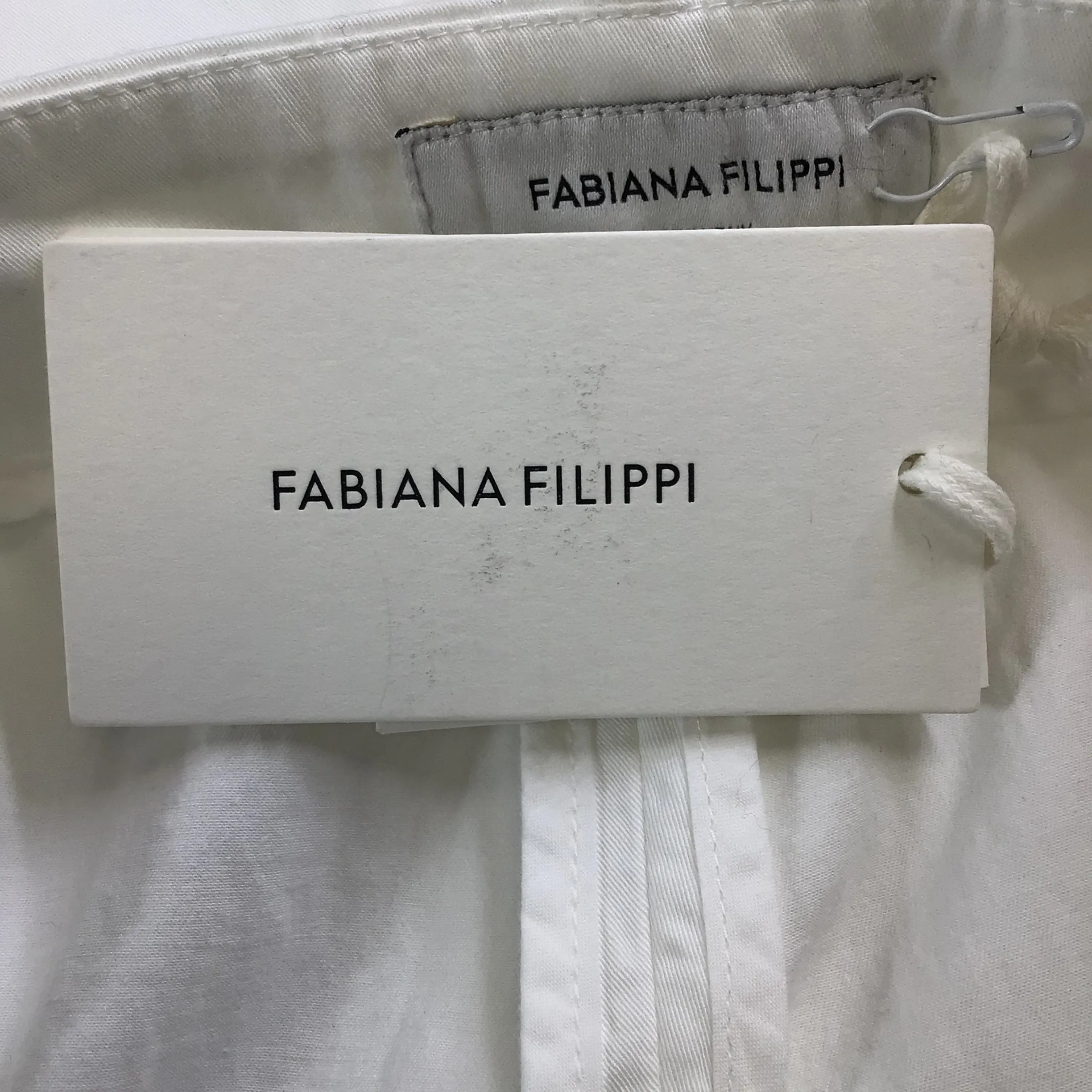 Fabiana Filippi White / Silver Monili Beaded Detail Cotton Pants