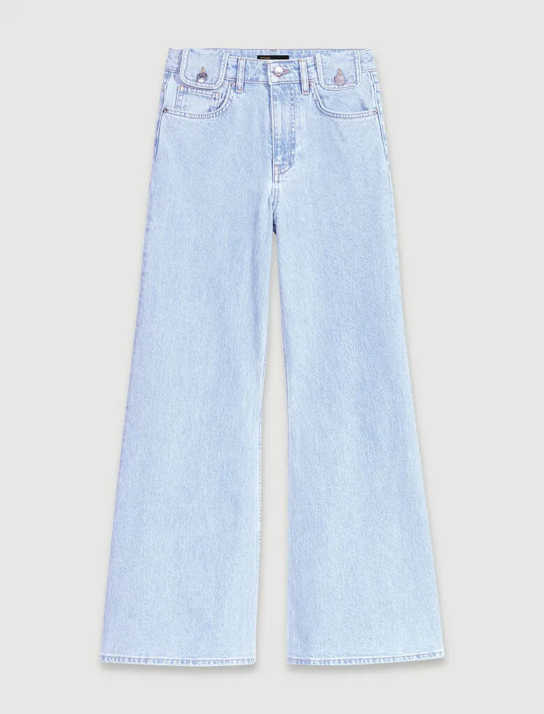 Faded wide-leg jeans