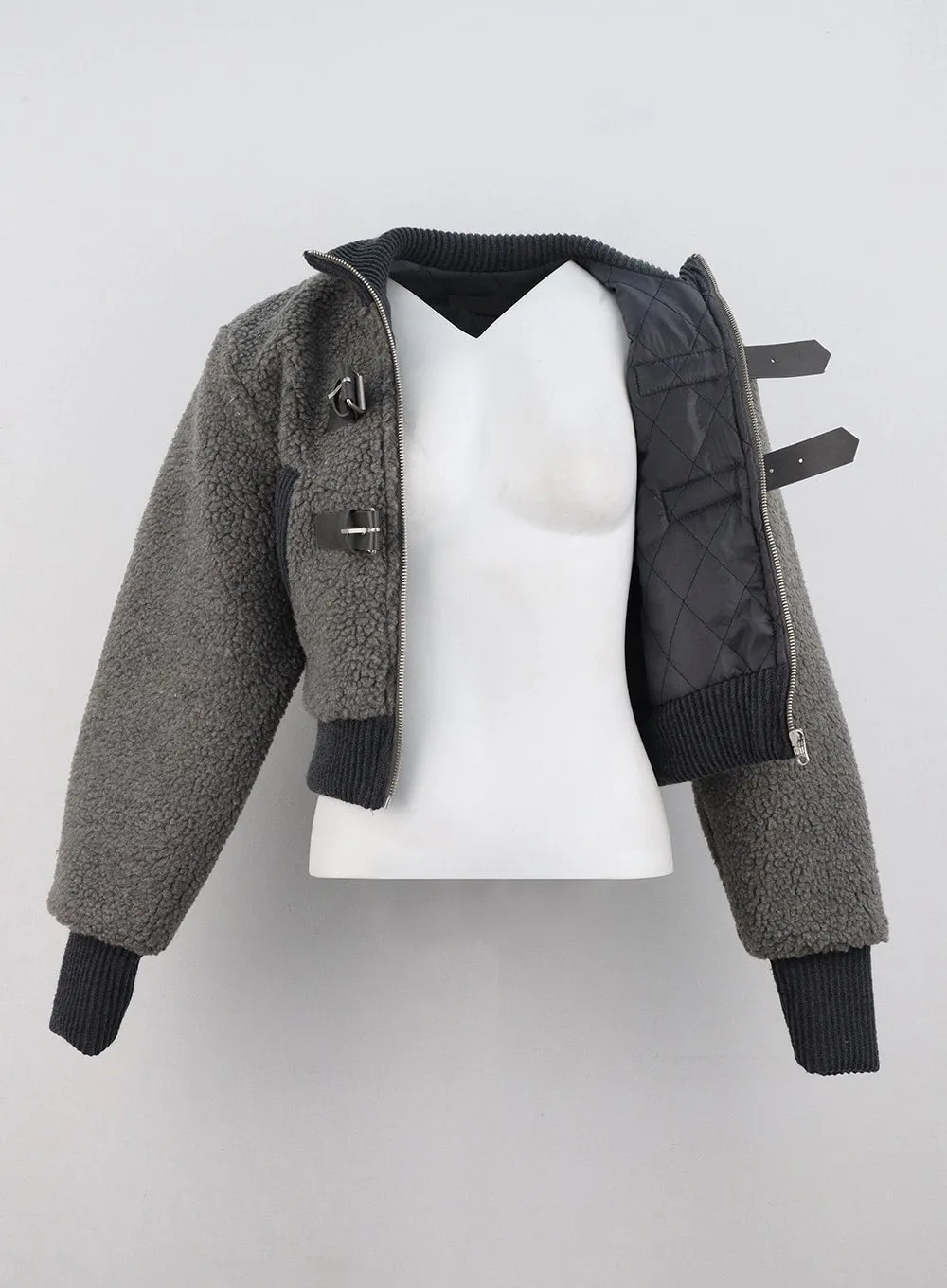 Faux Shearling Buckle Crop Jacket CD301