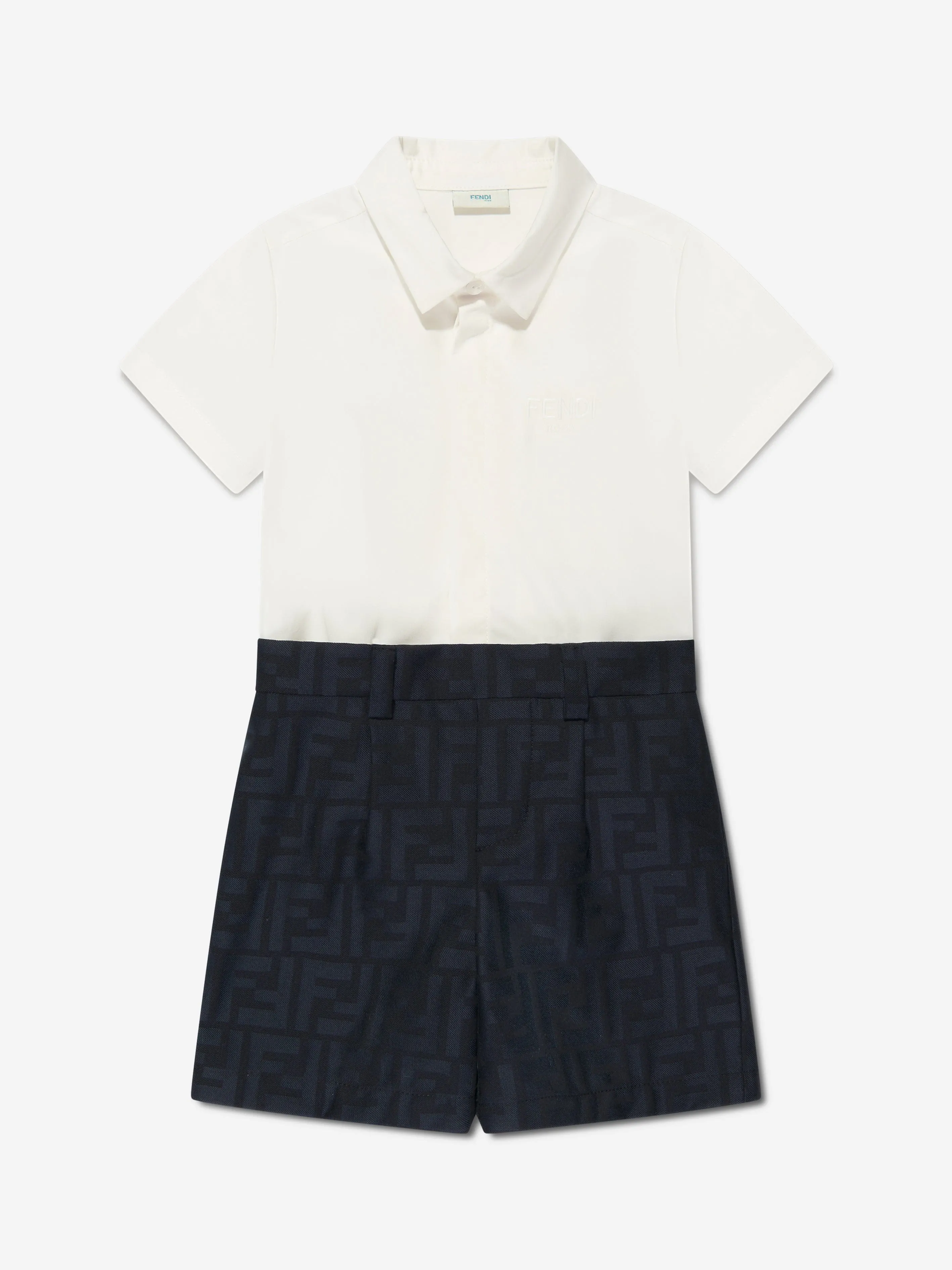 Fendi Baby Boys FF Logo Romper in Navy