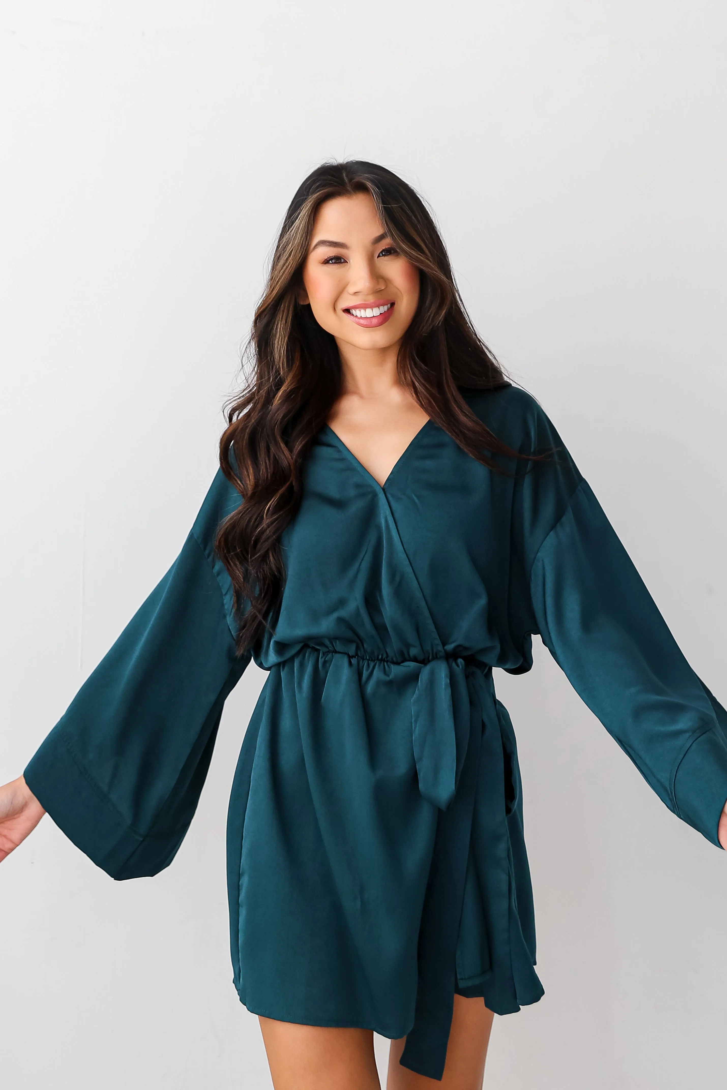 FINAL SALE - Superior Shine Hunter Green Satin Romper