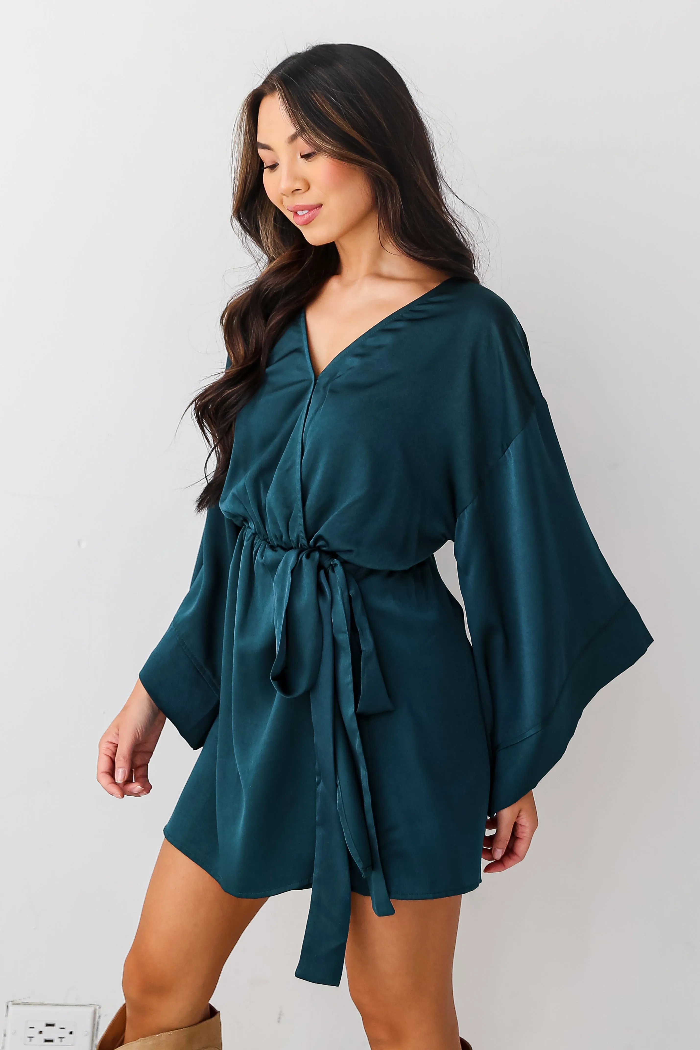 FINAL SALE - Superior Shine Hunter Green Satin Romper