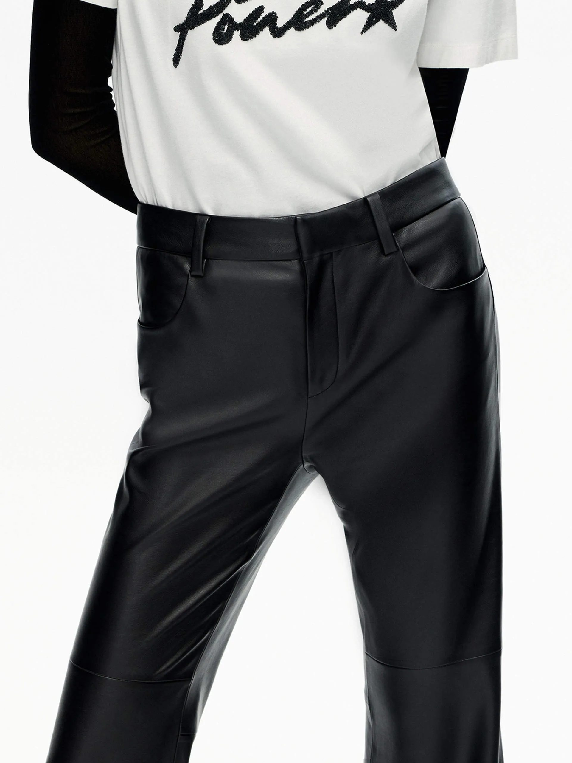 Flared PU Leather Pants