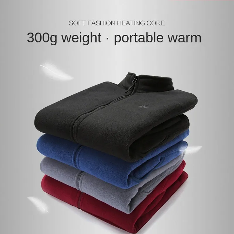 Fleece Jackets Solid Color Winter Men Zipper Warm Coats