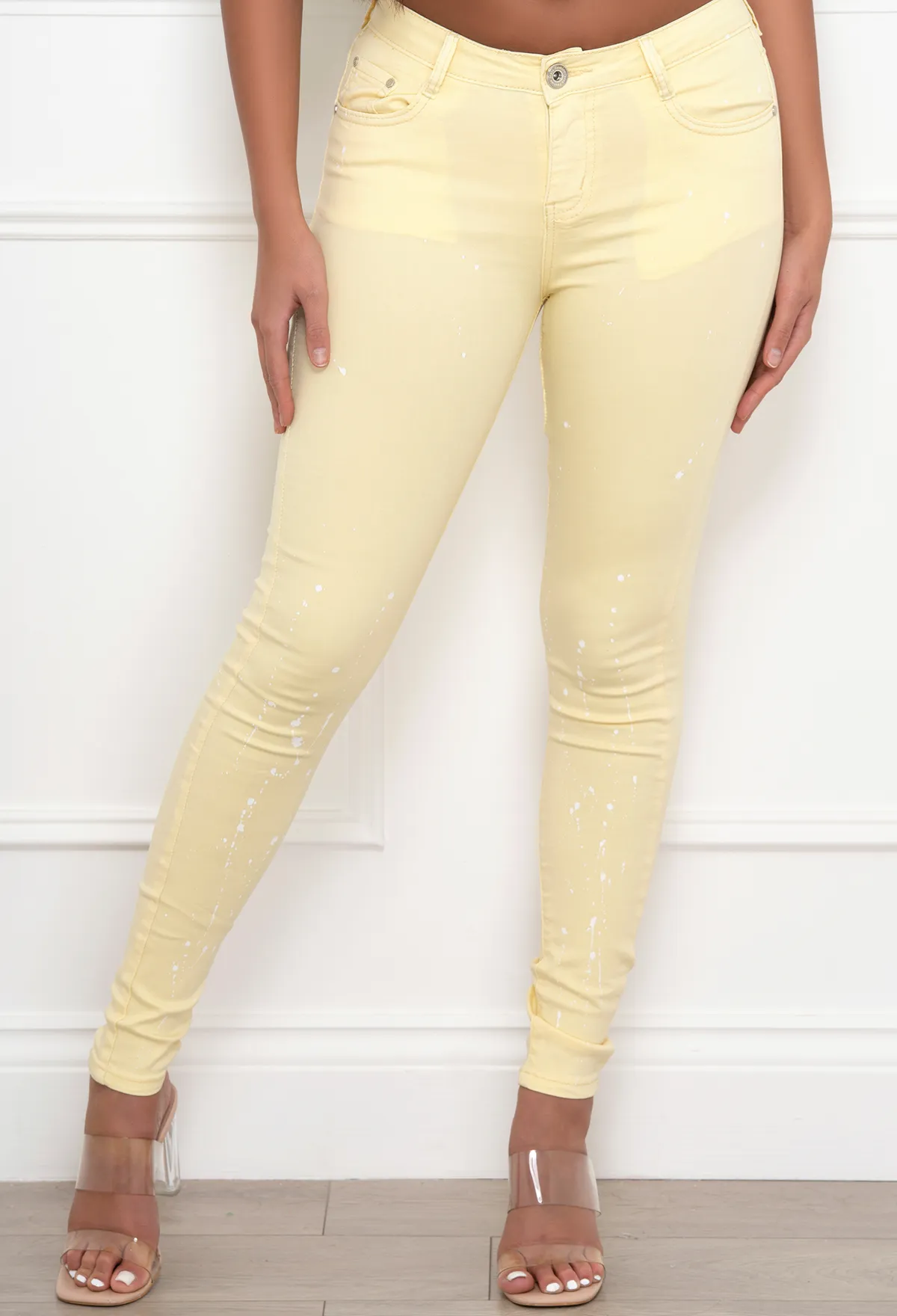 Flirty Fun Lemon Paint Splash Denim Jeans