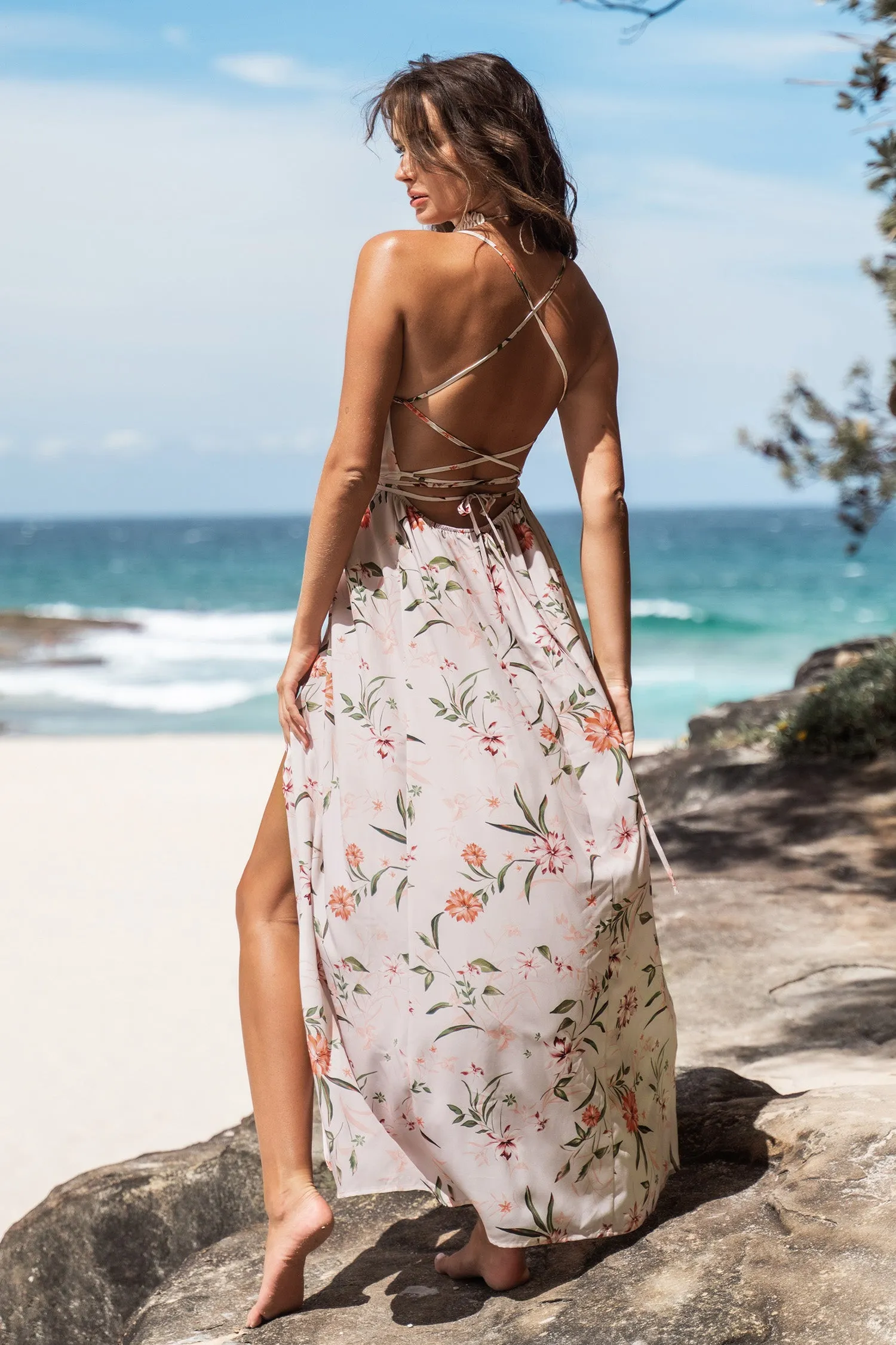 Floral Print Pleated Maxi Dress