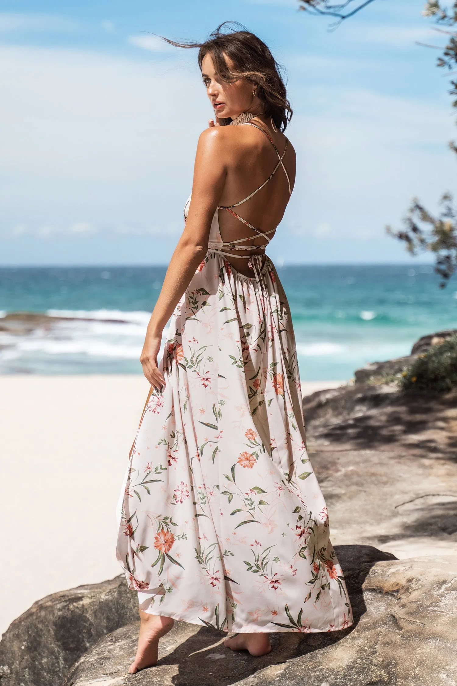 Floral Print Pleated Maxi Dress