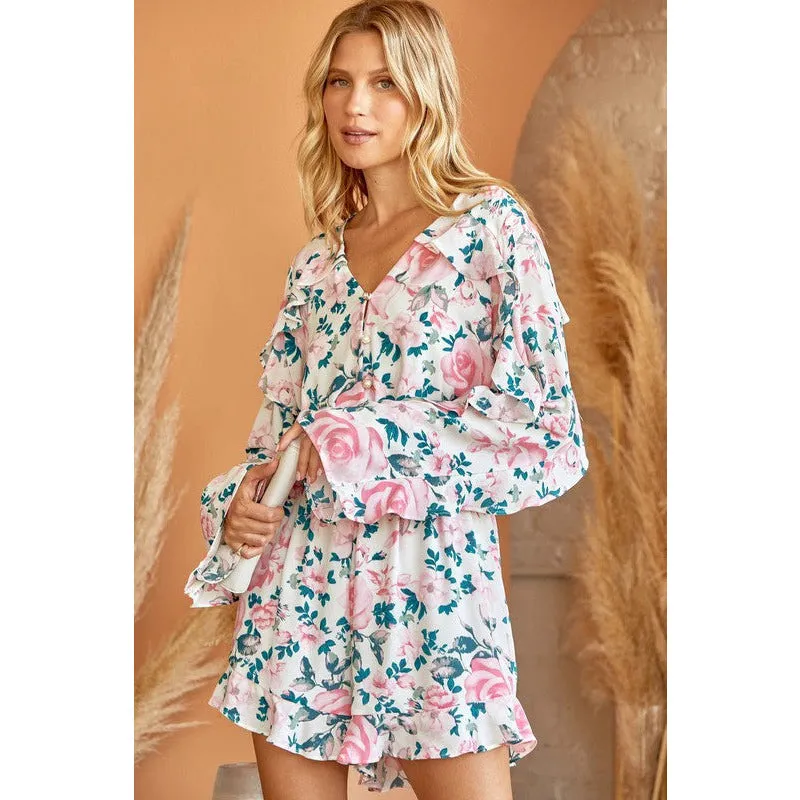 Floral Print Woven Romper