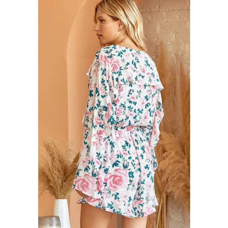 Floral Print Woven Romper