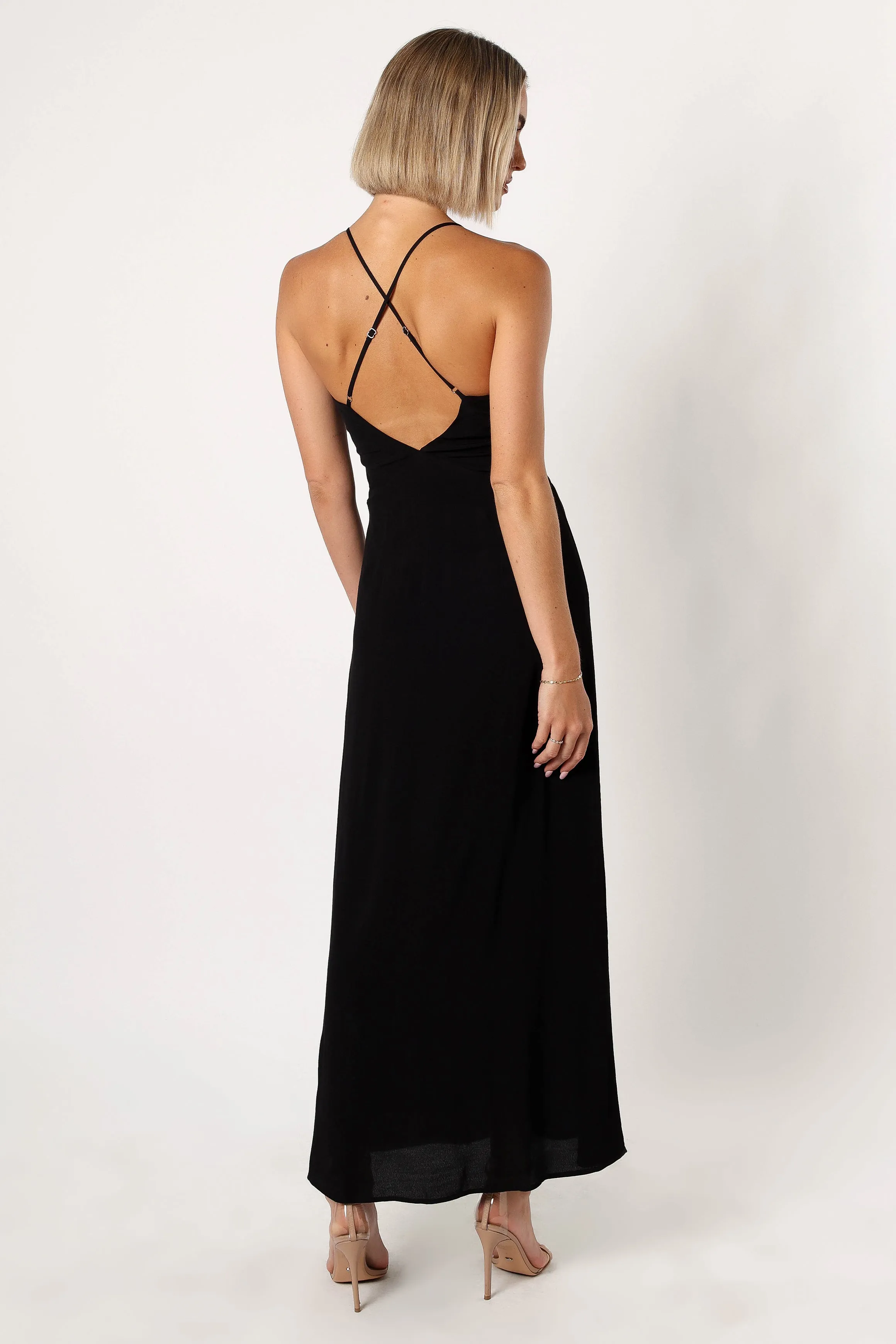 Florence Rosette Trim Maxi Dress - Black