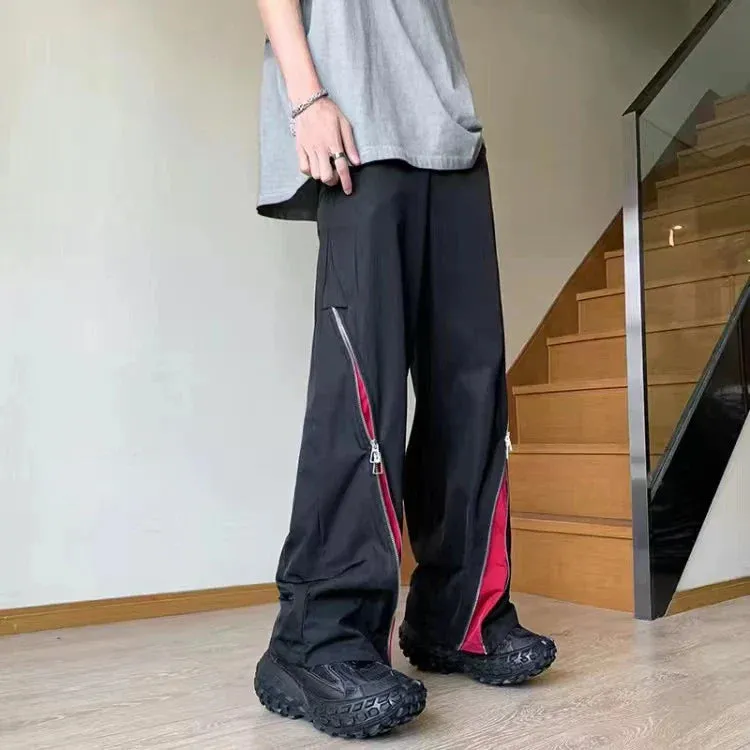 Flytonn- Streetwear y2k 90s Fashion -Baggy Casual Y2K pants Retro Hip Hop Zipper cargo pants Sweatpants Men Women Harajuku Letter joggers women trousers Streetwear