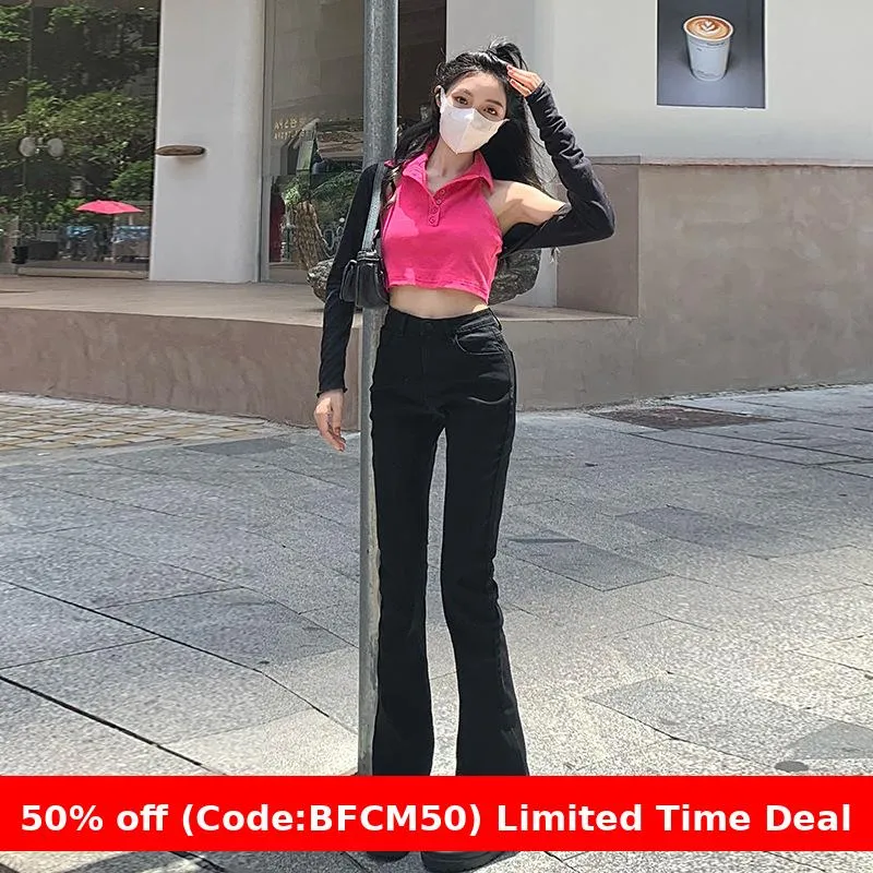 Flytonnshop winter outfits men Skinny Jeans Women's Autumn 2024 High Waist Slimming High Straight Slim Fit Small Flared Pants Fashion