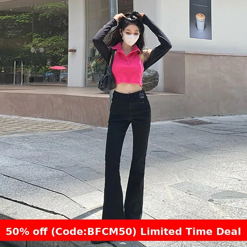 Flytonnshop winter outfits men Skinny Jeans Women's Autumn 2024 High Waist Slimming High Straight Slim Fit Small Flared Pants Fashion