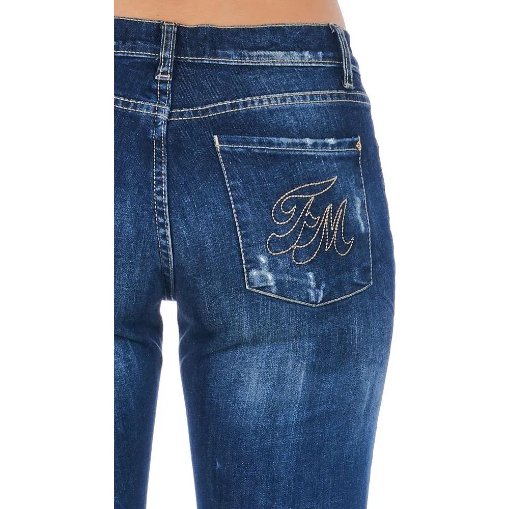 Frankie Morello Blue Cotton Women Jean