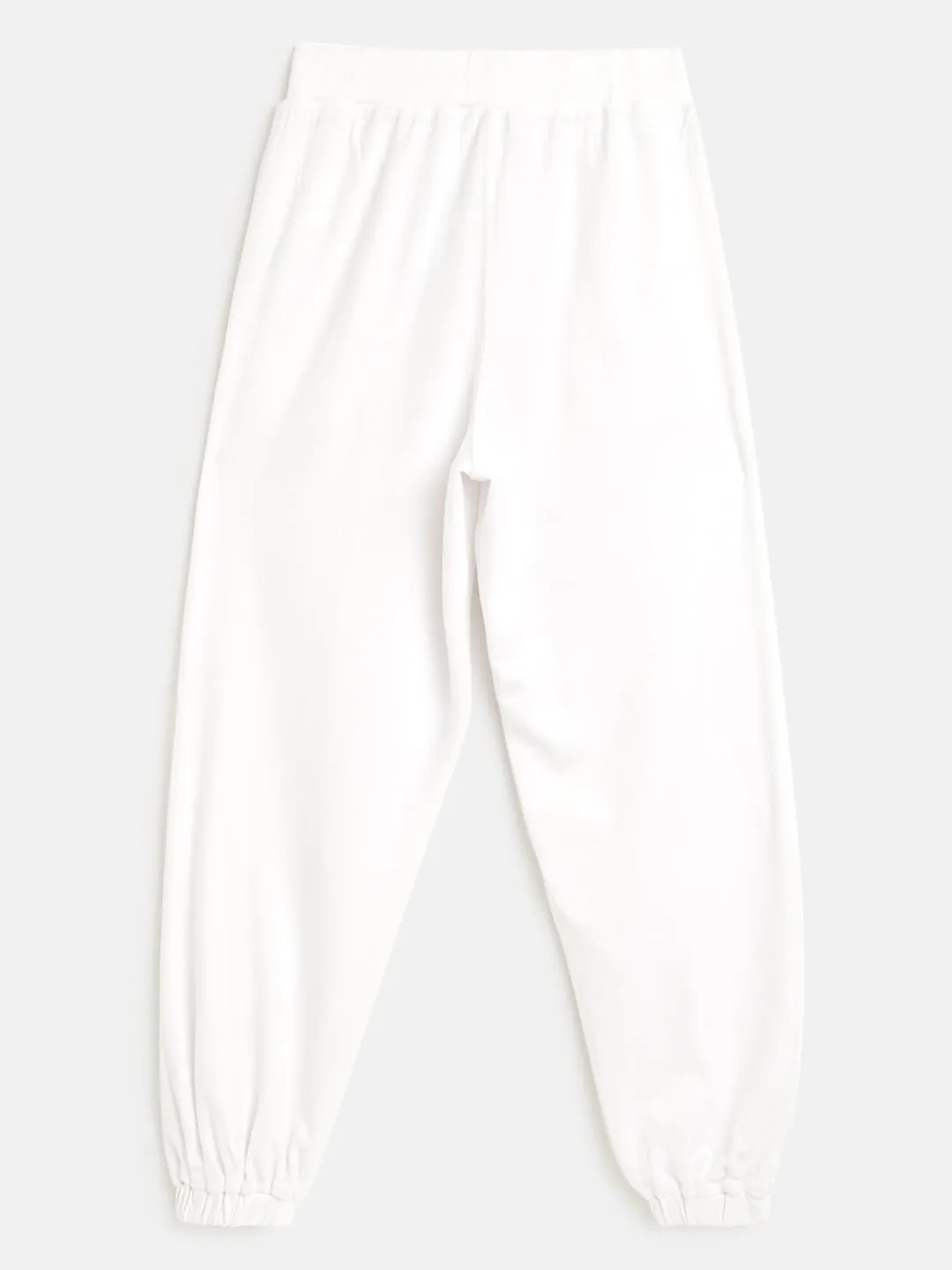 Girls White Velour Studded Heart Detail Joggers