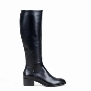 Gisele Knee Boots in Black Leather