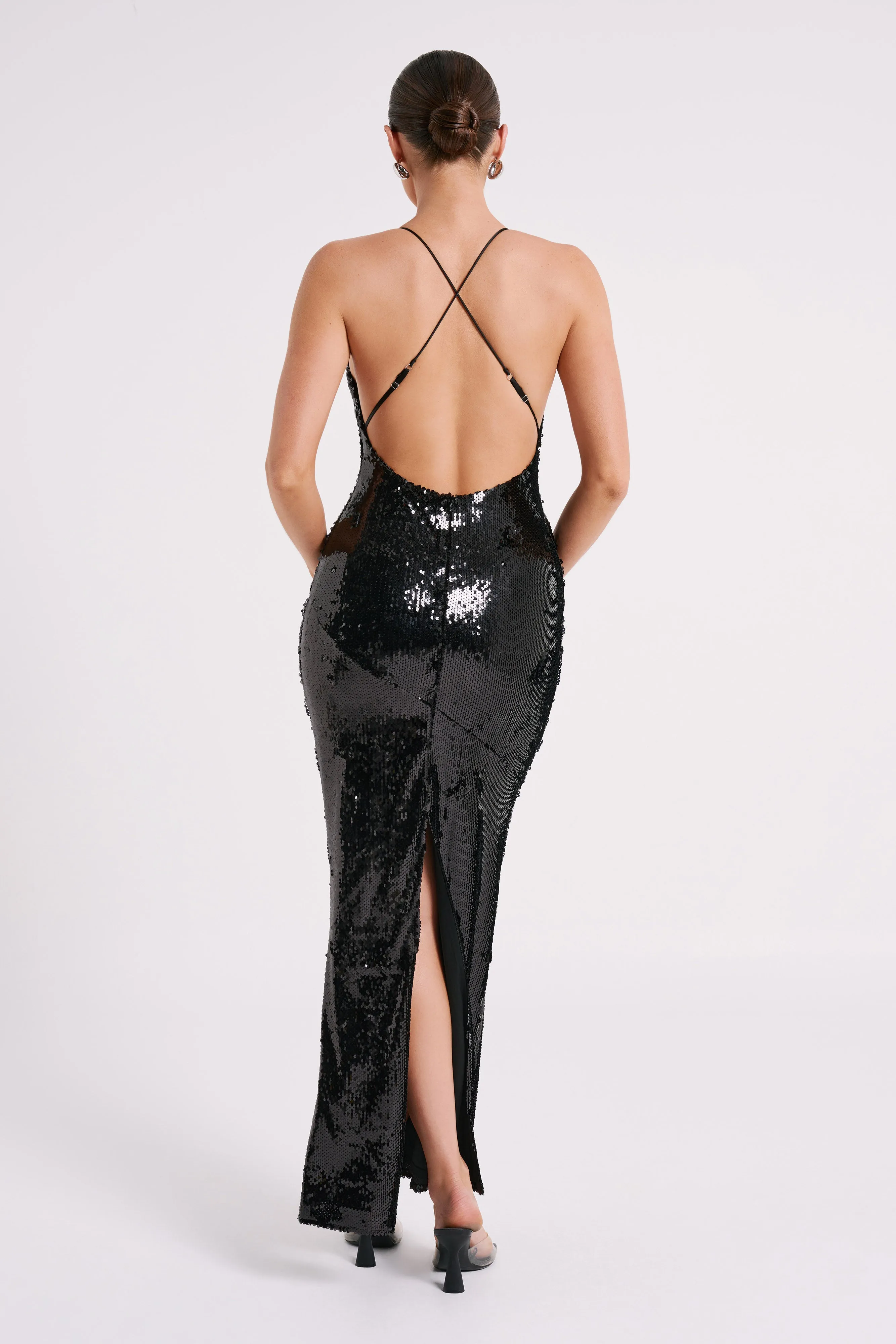 Gracie Sequin Maxi Dress - Black