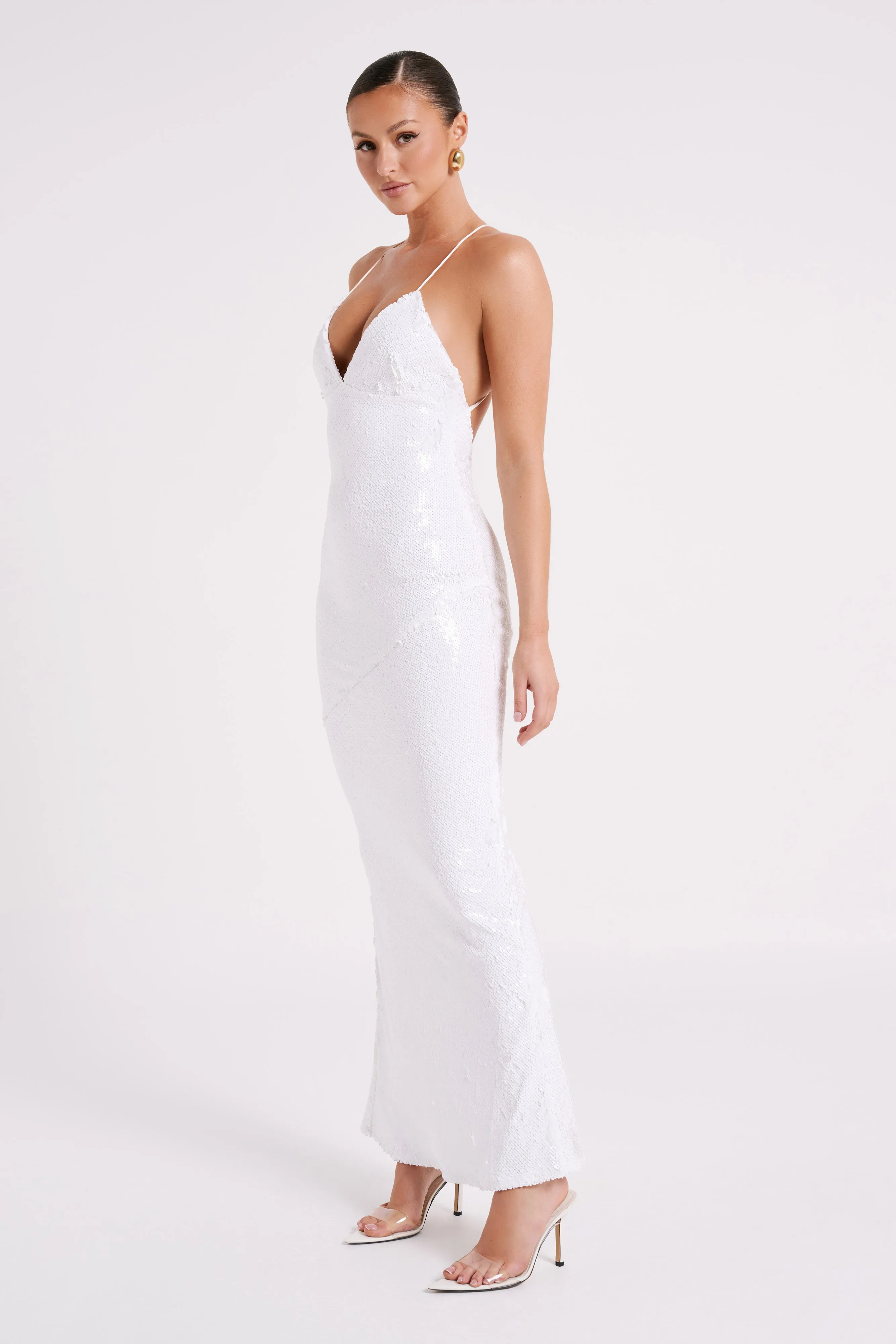 Gracie Sequin Maxi Dress - White