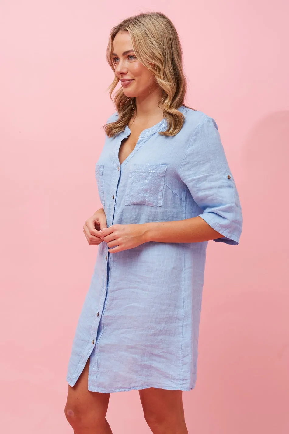 GRAZIA LINEN SHIRT DRESS