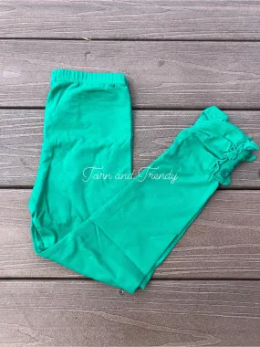 Green Button Leggings Solids