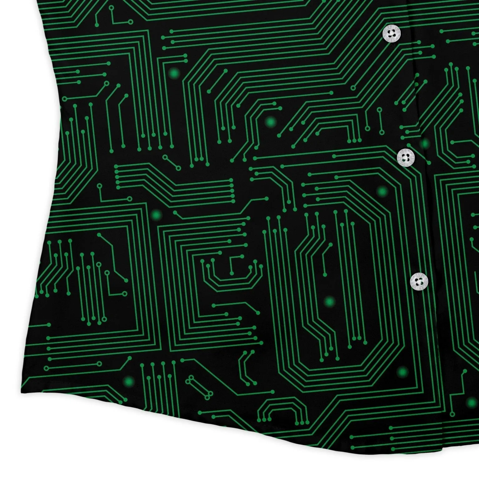 Green Computer Circuits Curvy Button Up Shirt