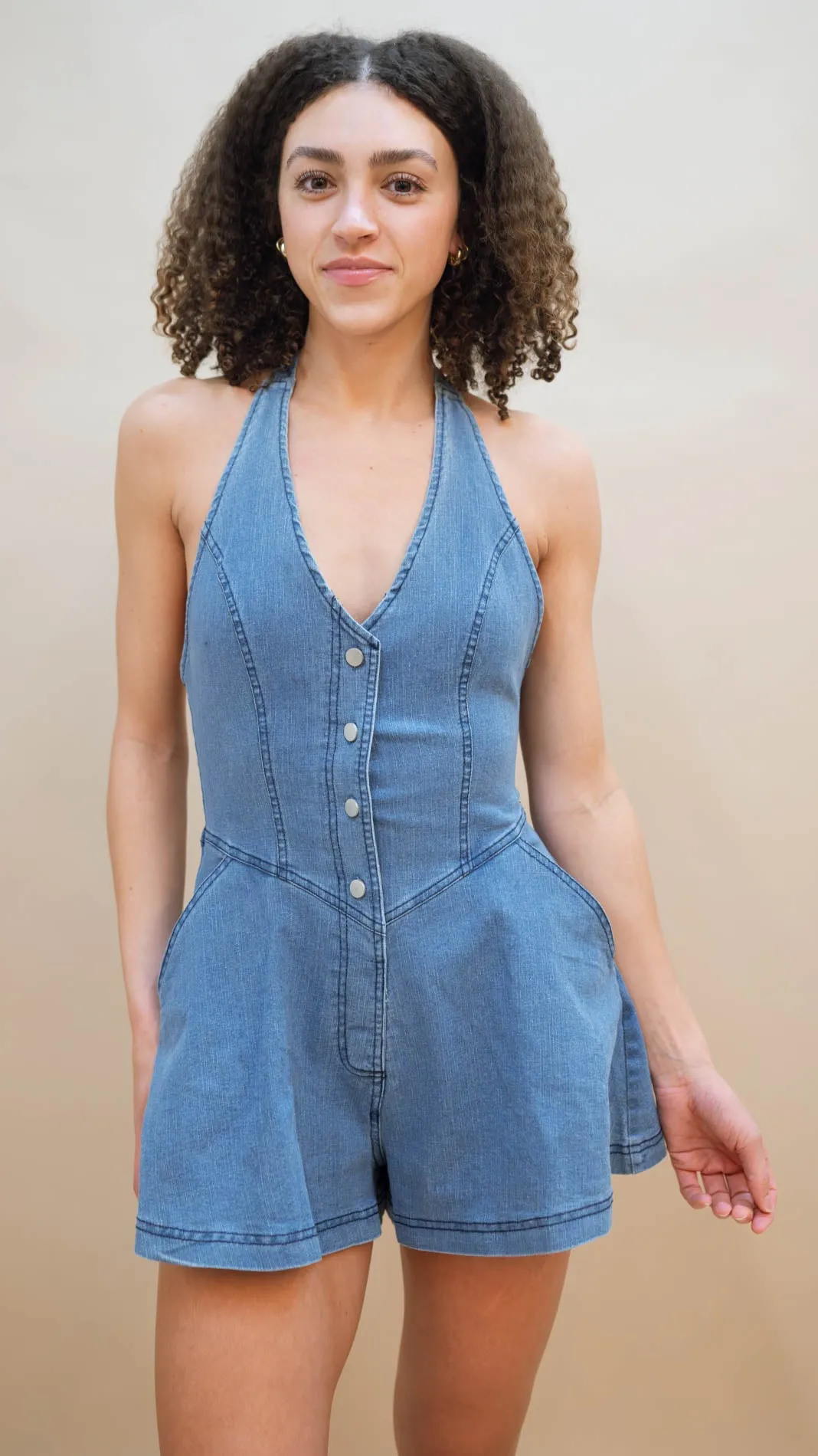 Halter Denim Romper