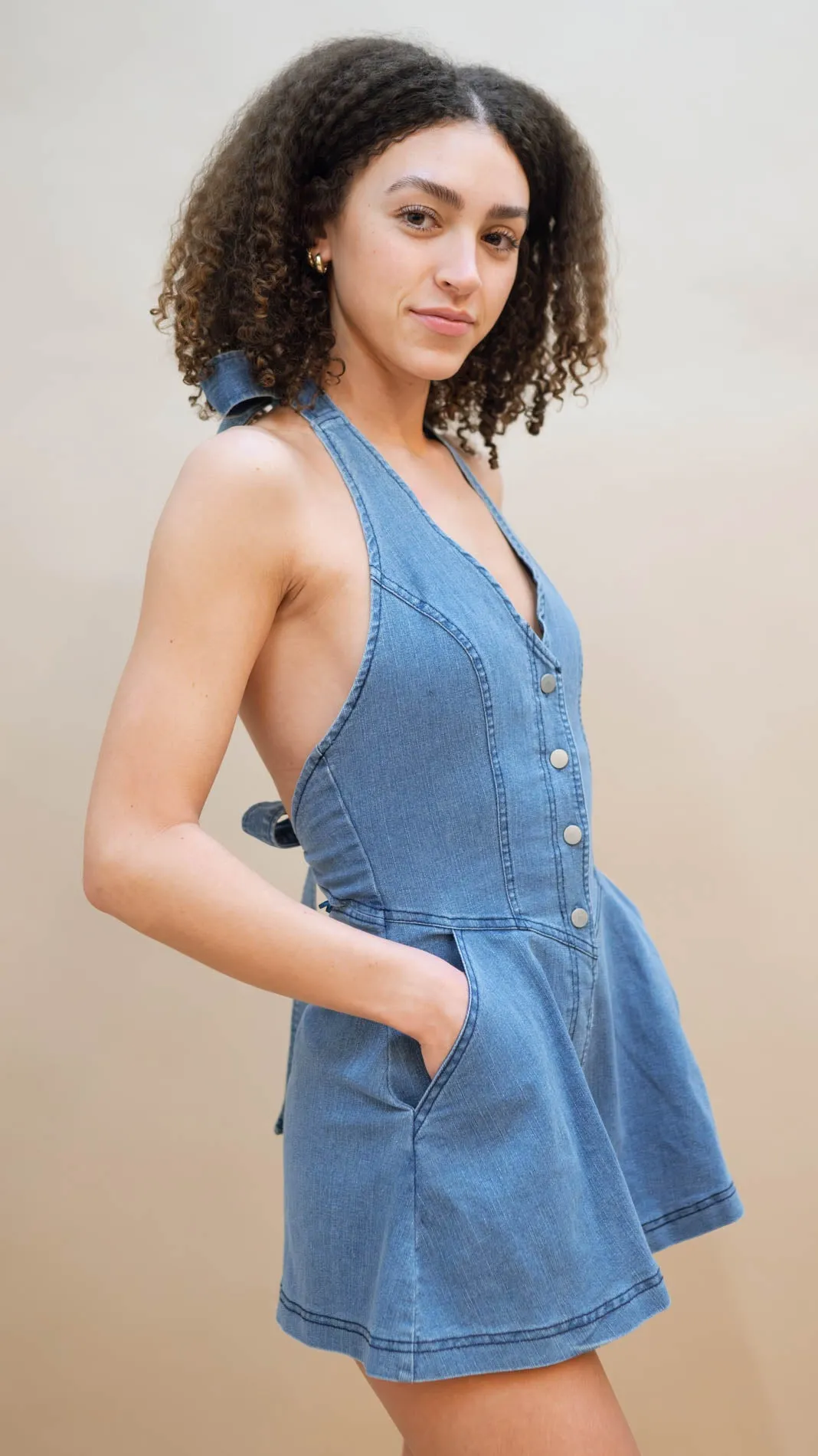 Halter Denim Romper