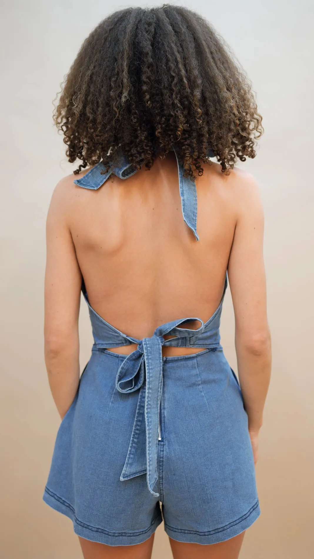 Halter Denim Romper