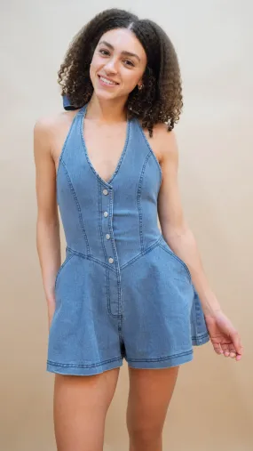 Halter Denim Romper