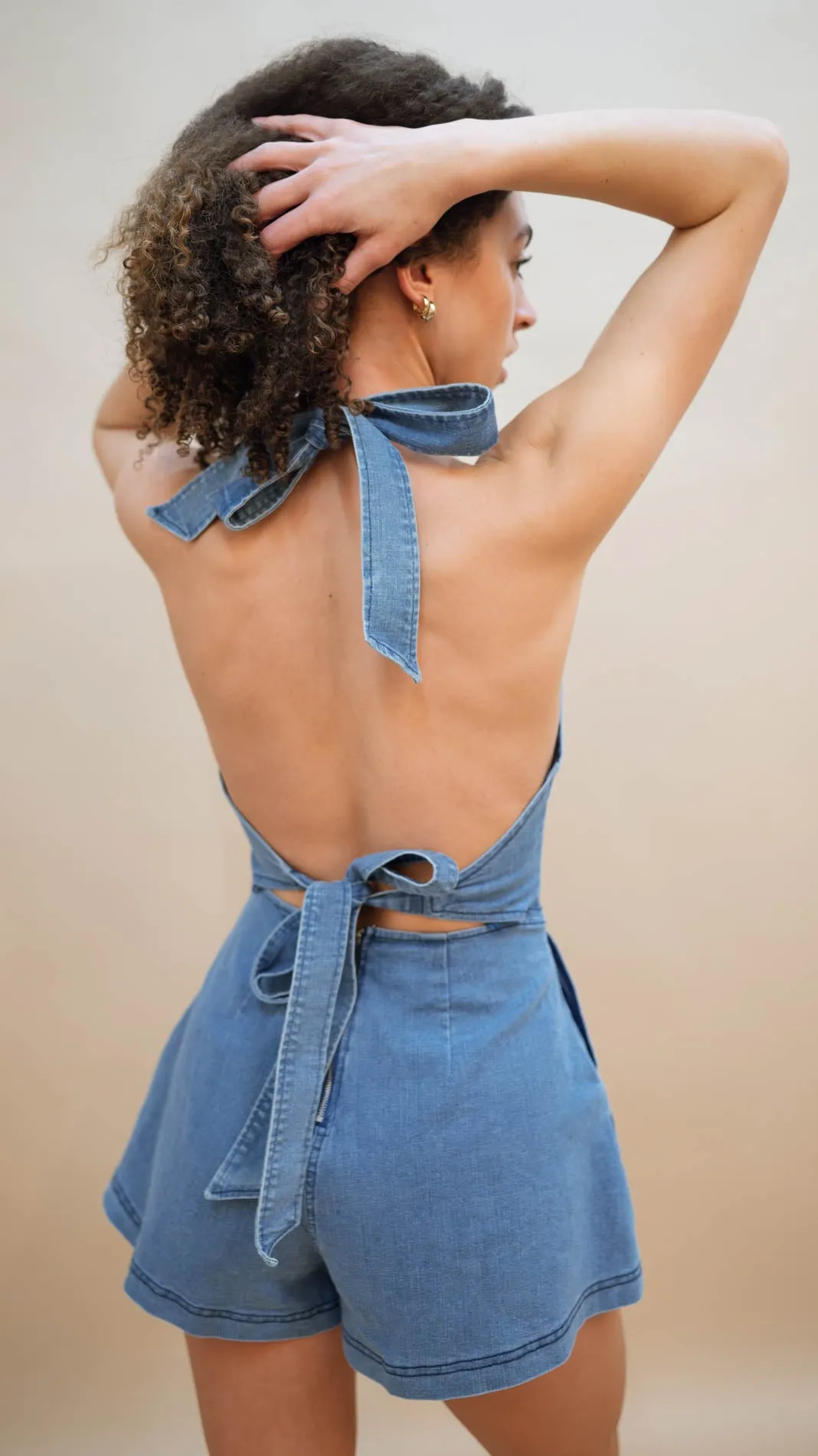 Halter Denim Romper