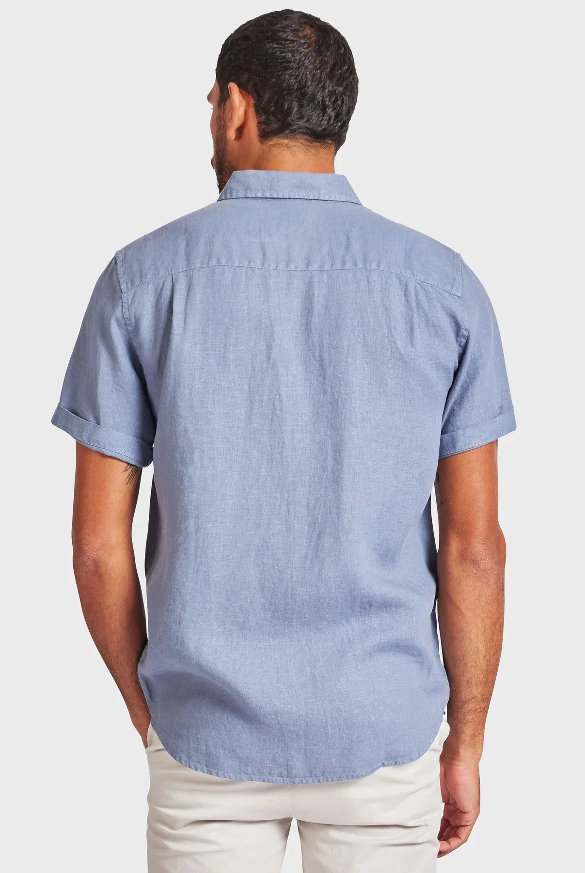 Hampton Linen Short Sleeve Shirt in Dutch Blue