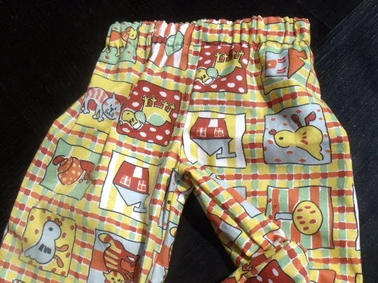 Handmade Toddler upto 18 months trousers, mid weight cotton, elastic waist