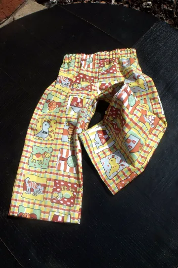 Handmade Toddler upto 18 months trousers, mid weight cotton, elastic waist