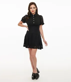 Hell Bunny 1950s Black Lace Dominica Mini Dress