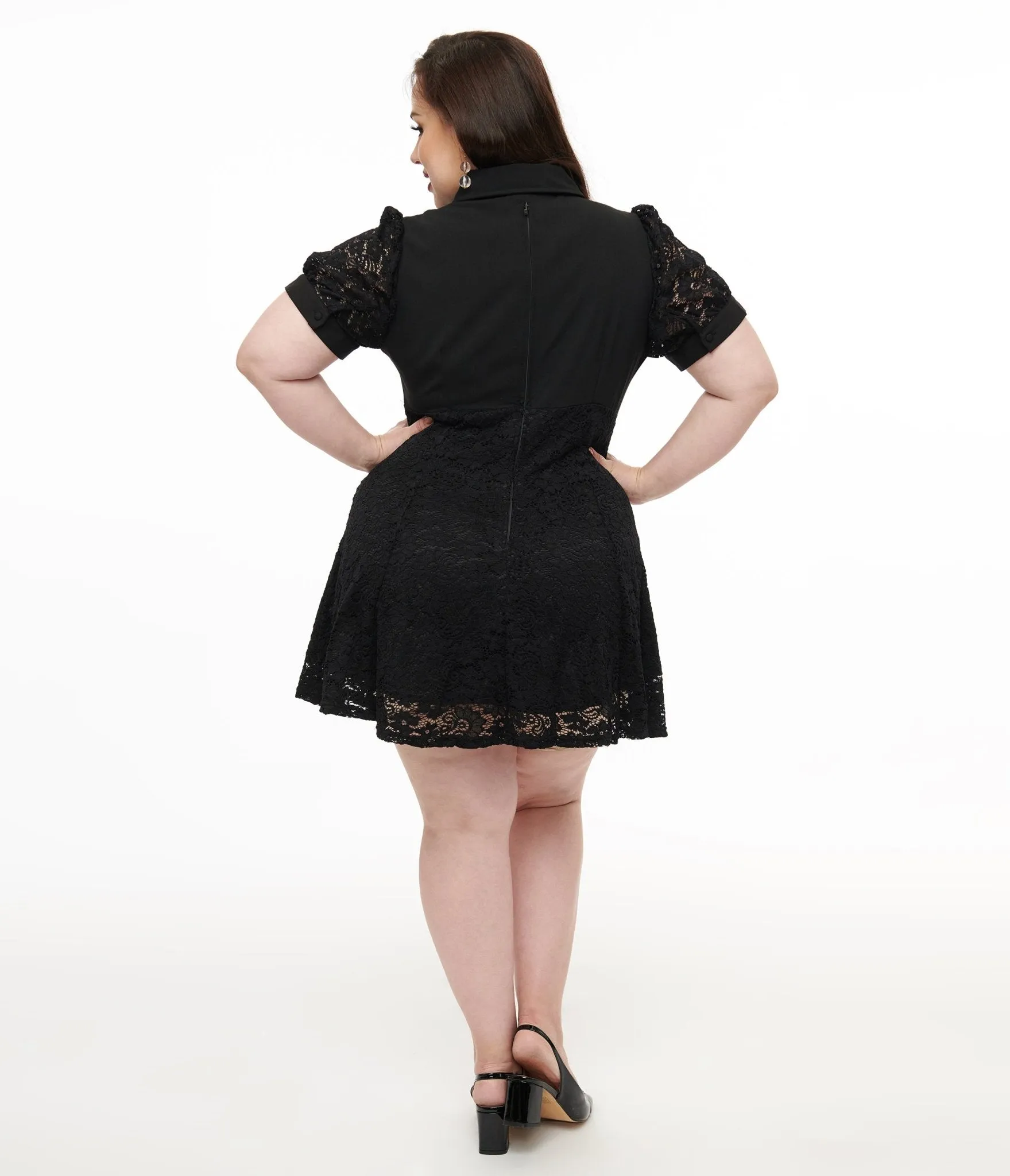 Hell Bunny Plus Size 1950s Black Lace Dominica Mini Dress